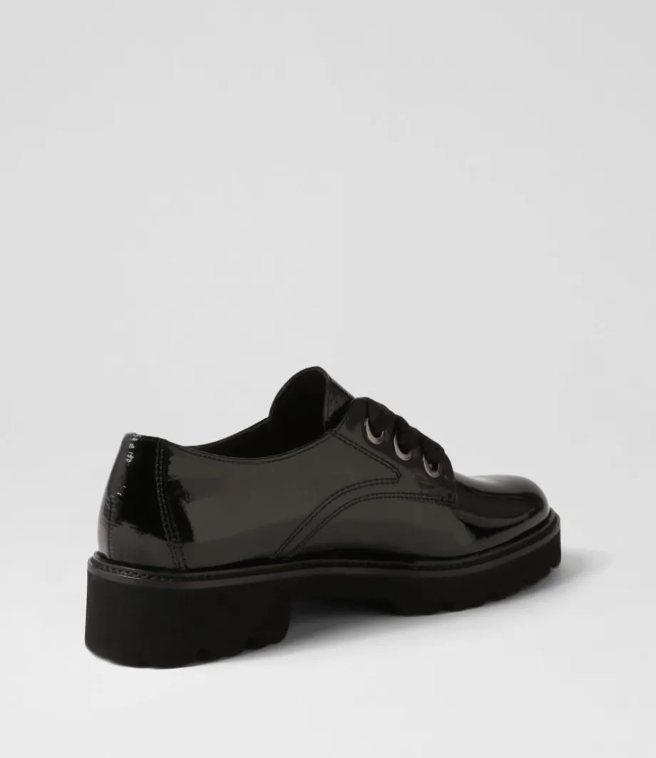 Lina Schwarz Patent Leather Lace Up Flats