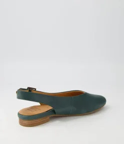 Lisa W Dark Emerald Leather Flat Shoes