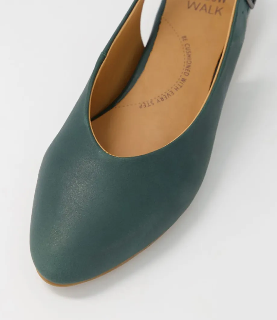 Lisa W Dark Emerald Leather Flat Shoes