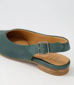 Lisa W Dark Emerald Leather Flat Shoes