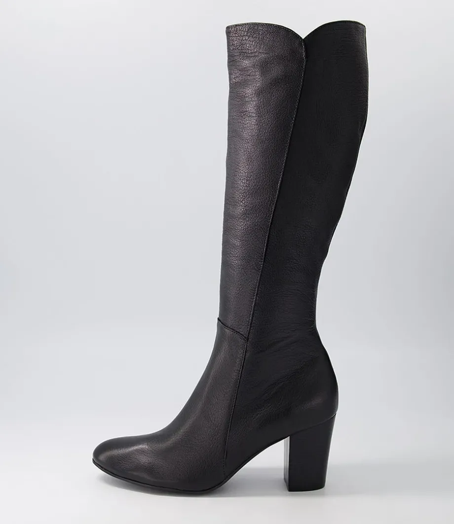 Lonson Black Leather Knee High Boots