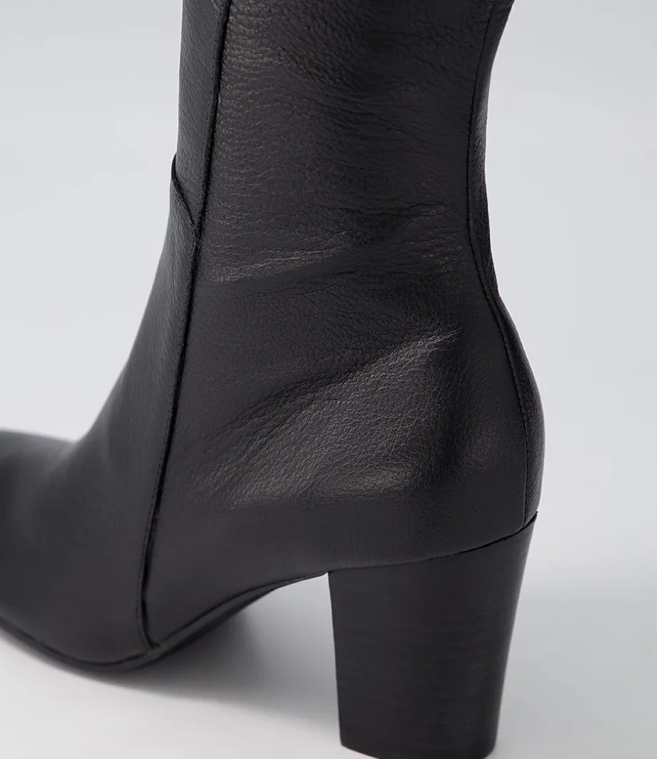 Lonson Black Leather Knee High Boots