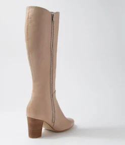 Lonson Cafe Leather Knee High Boots