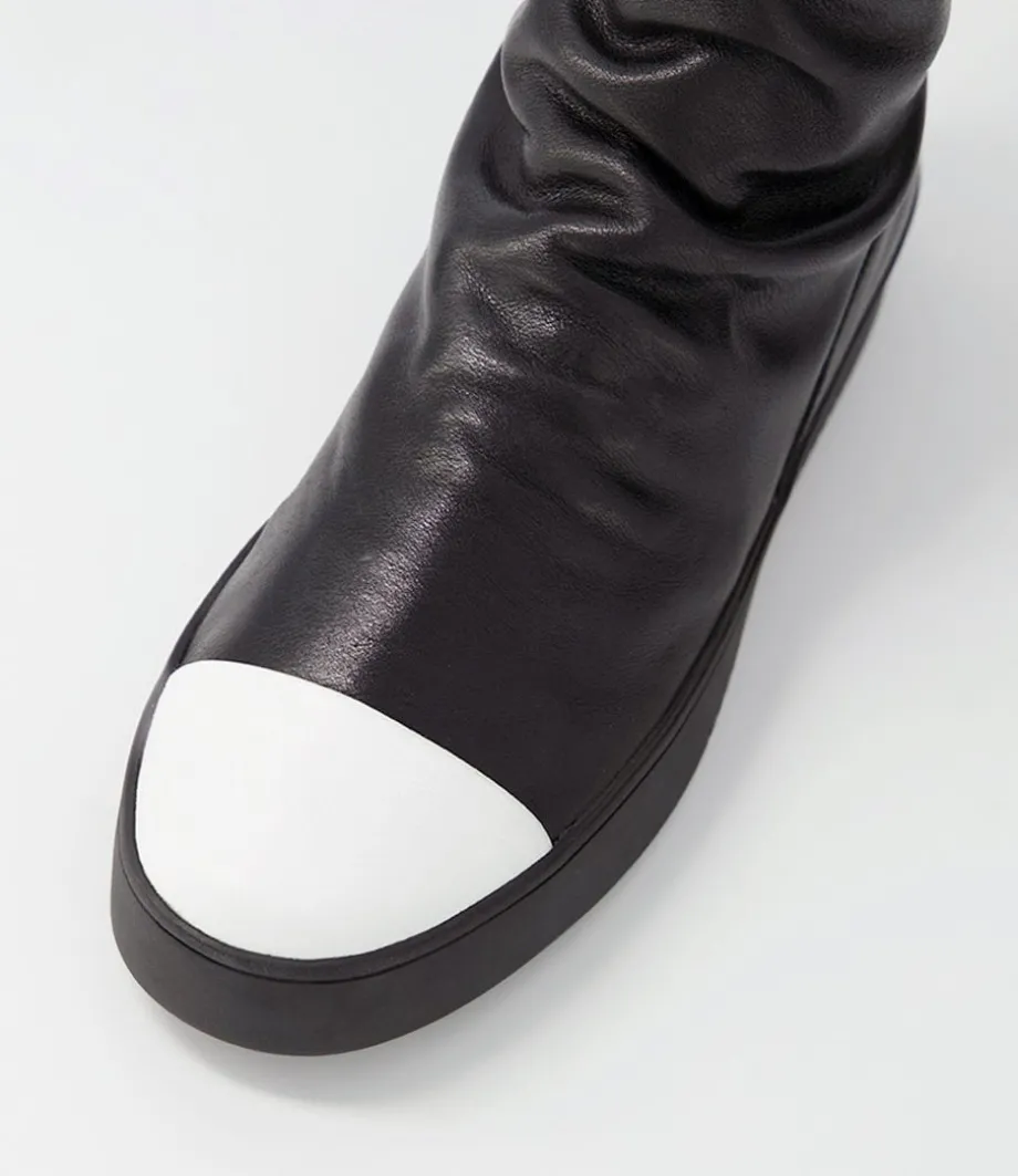 Lonzo White Black Leather Ankle Boots