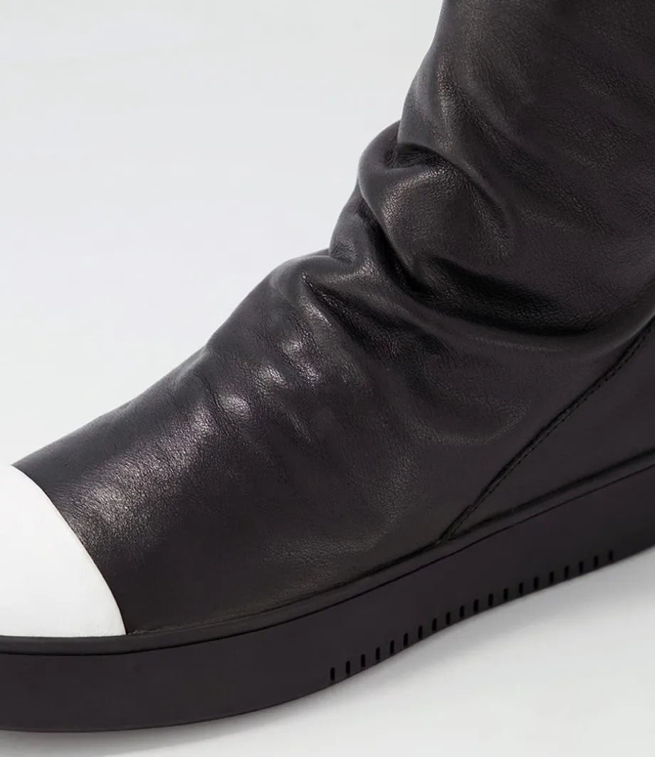 Lonzo White Black Leather Ankle Boots
