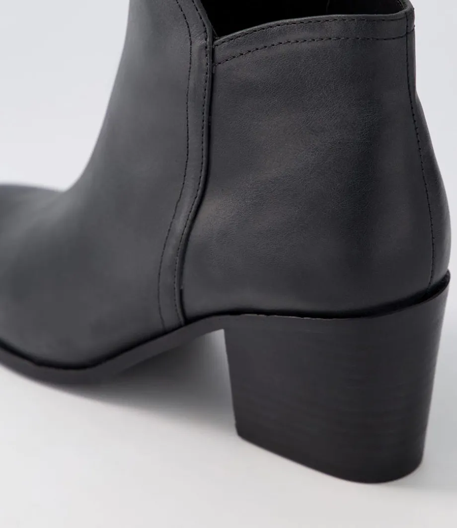 Luben W Black Leather Ankle Boots