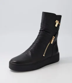 Lumbo Black Leather Ankle Boots
