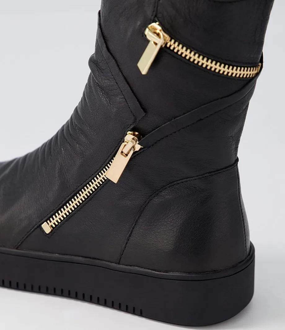 Lumbo Black Leather Ankle Boots