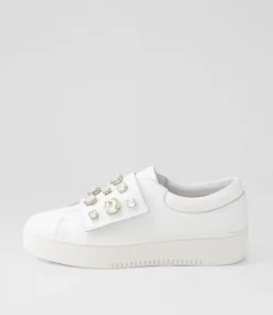 Lunit White Silver Jewels Leather Sneakers