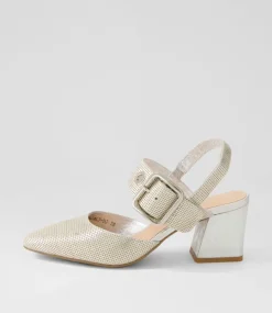 Magaly Silver Cut Leather Heels