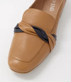 Majorca Dark Tan Navy Leather Loafers