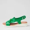 Malika Bright Emerald White Leather Sandals