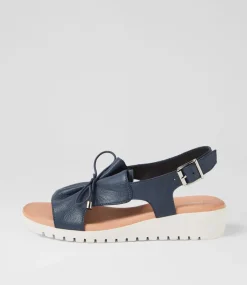 Malika Navy White Leather Sandals