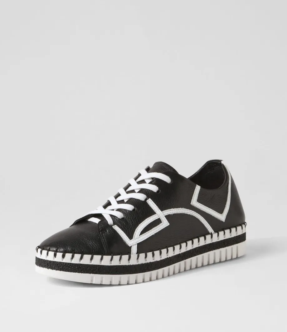 Mando Black White Leather Sneakers