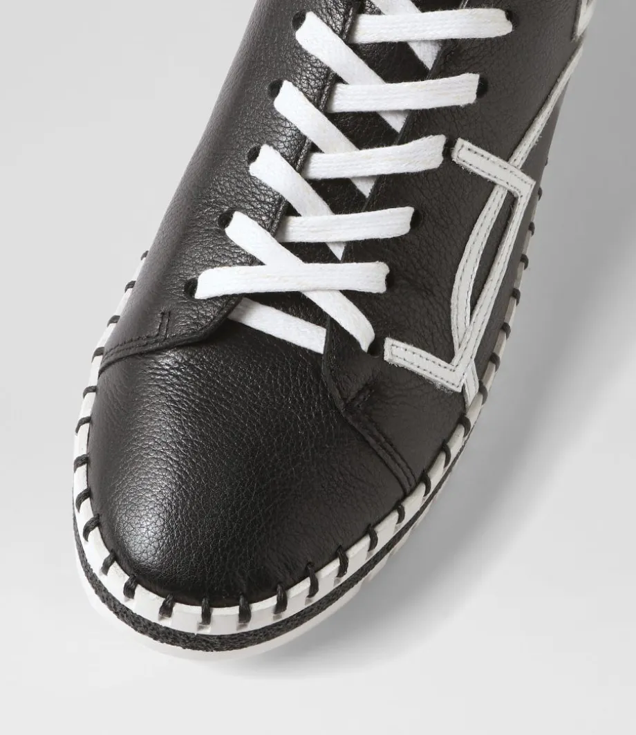 Mando Black White Leather Sneakers