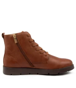 Manila W Cognac Leather Ankle Boots