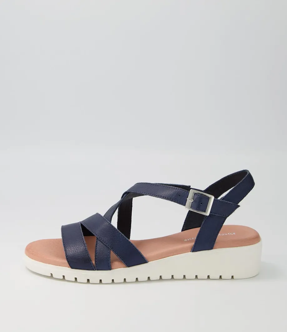 Matedy Navy Leather Sandals