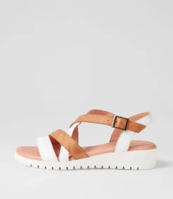 Matedy White Dark Tan Multi Sandals