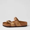 Mayari Tobacco Brown Oiled Leather Slides