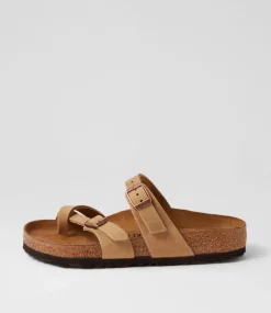 Mayari Tobacco Brown Oiled Leather Slides