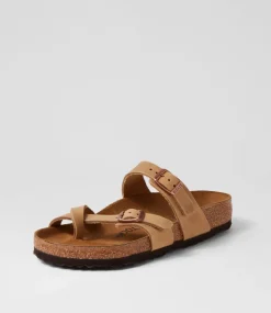 Mayari Tobacco Brown Oiled Leather Slides