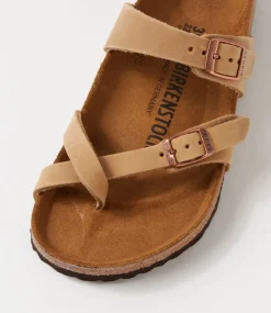 Mayari Tobacco Brown Oiled Leather Slides