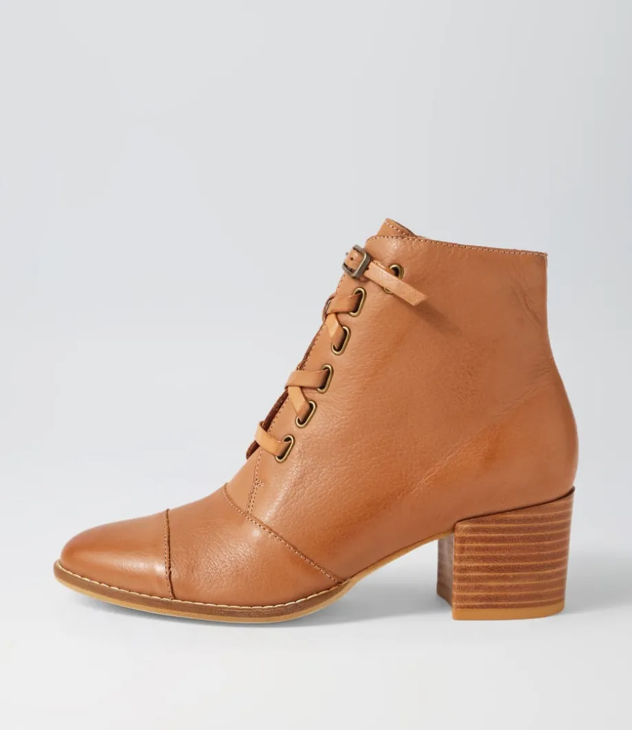 Mclain Cognac Leather Lace Up Boots