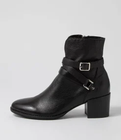 Melvine Black Leather Ankle Boots