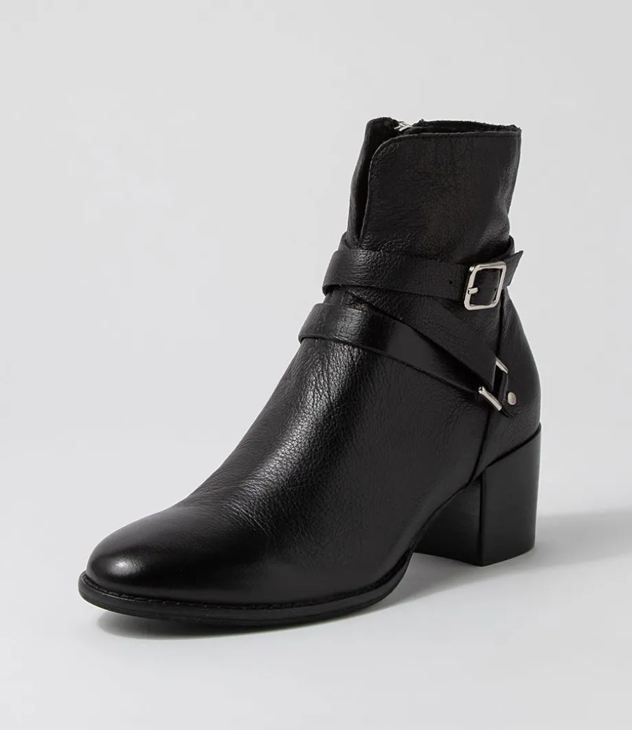 Melvine Black Leather Ankle Boots