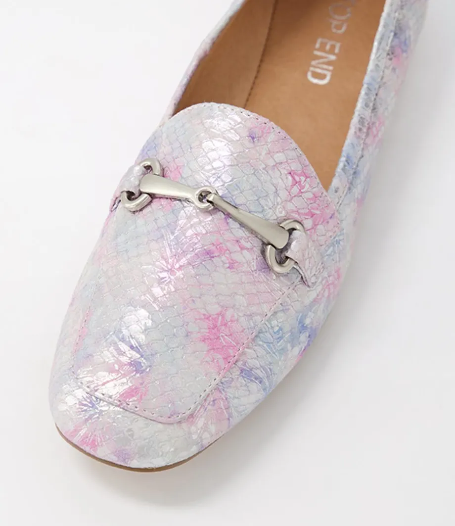 Mena Pastel Print Leather Loafers