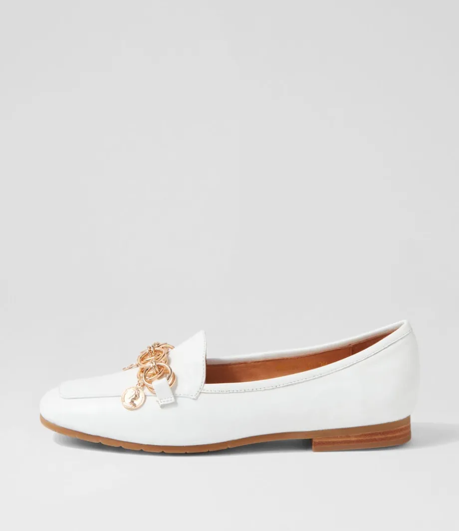 Mennat White Leather Loafers