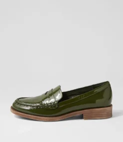 Messina Khaki Patent Leather Loafers