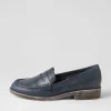 Messina Navy Leather Loafers