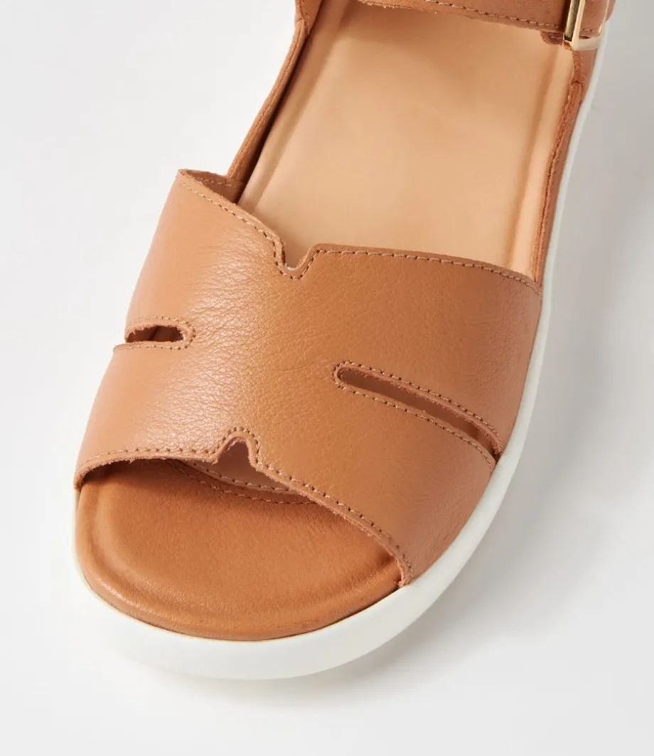 Meygan W Dark Tan Leather Sandals