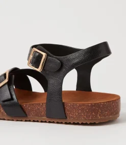 Moffee Xw Black Leather Sandals