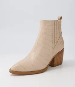 Morene Cafe Croc Leather Chelsea Boots