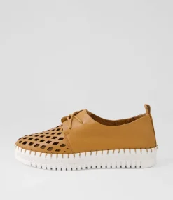 Mosi Dark Tan White Leather Sneakers