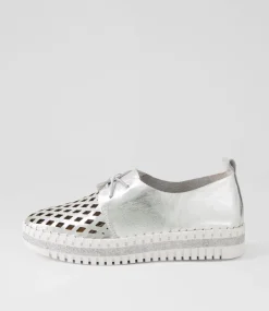 Mosi Silver White Crush Leather Sneakers