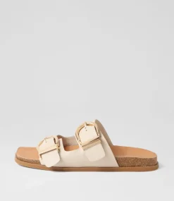 Nabina Almond Leather Slides
