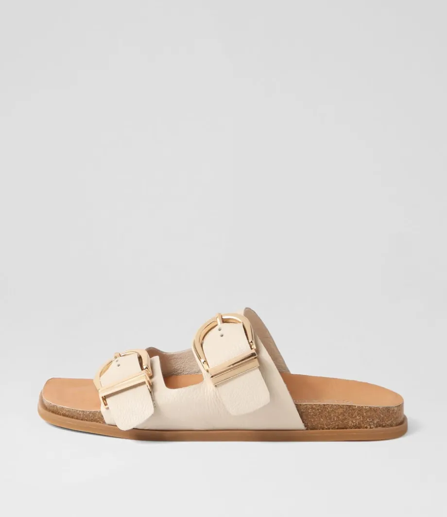 Nabina Almond Leather Slides