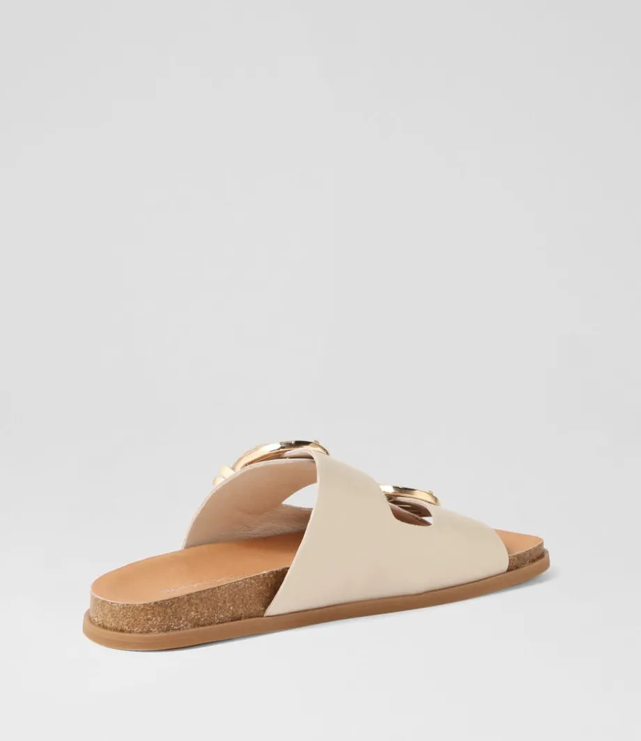 Nabina Almond Leather Slides
