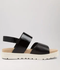 Nakta Xw Black Leather Patent Sandals Ws