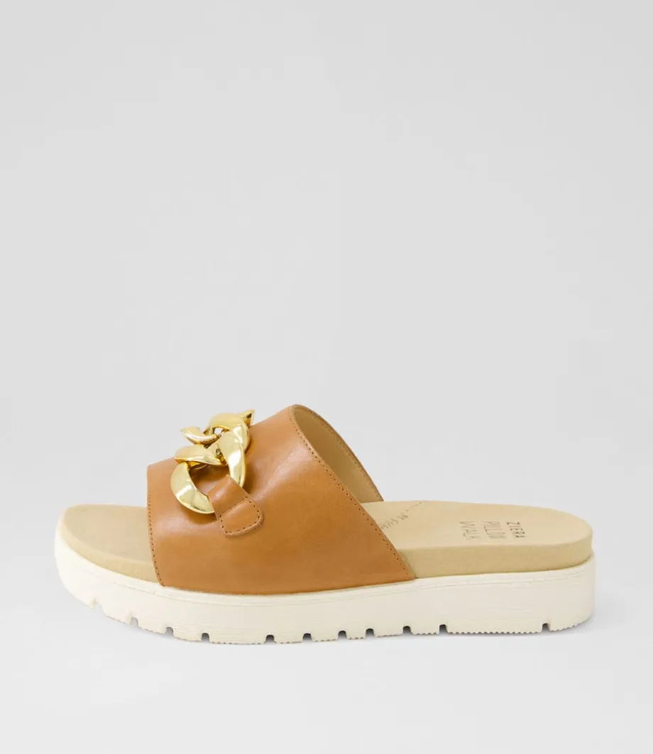 Narry Xw Tan Leather Slides