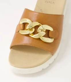 Narry Xw Tan Leather Slides