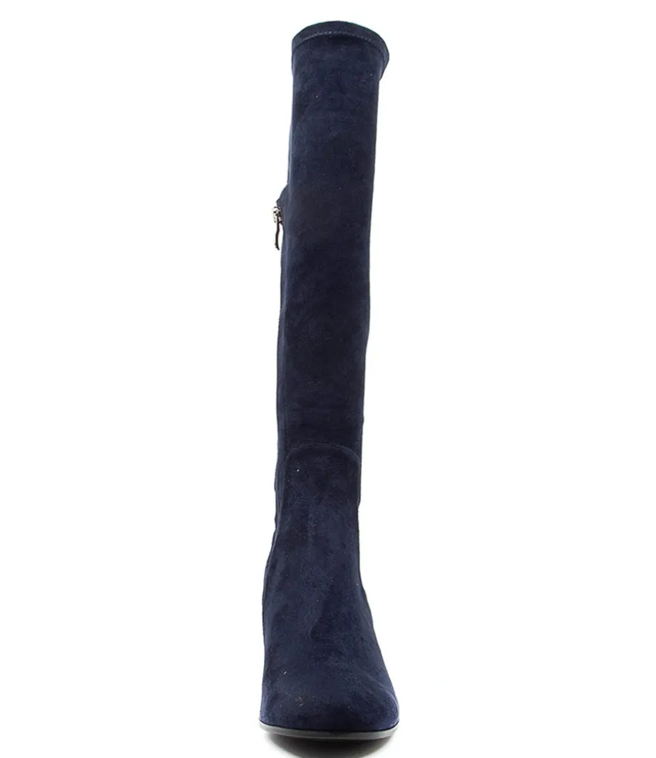 Nething Dj Navy Pewter Heel Stretch Microsuede