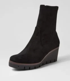 Nibal Black Stretch Microsuede Ankle Boots