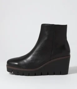 Nish Black Leather Ankle Boots
