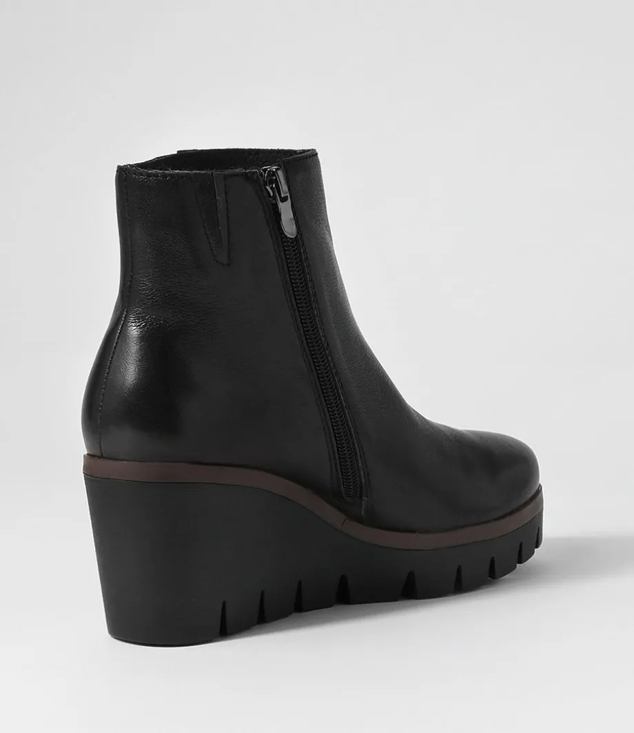 Nish Black Leather Ankle Boots