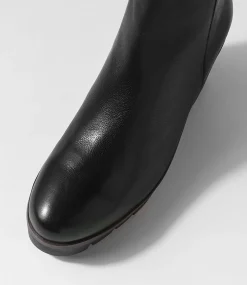 Nish Black Leather Ankle Boots