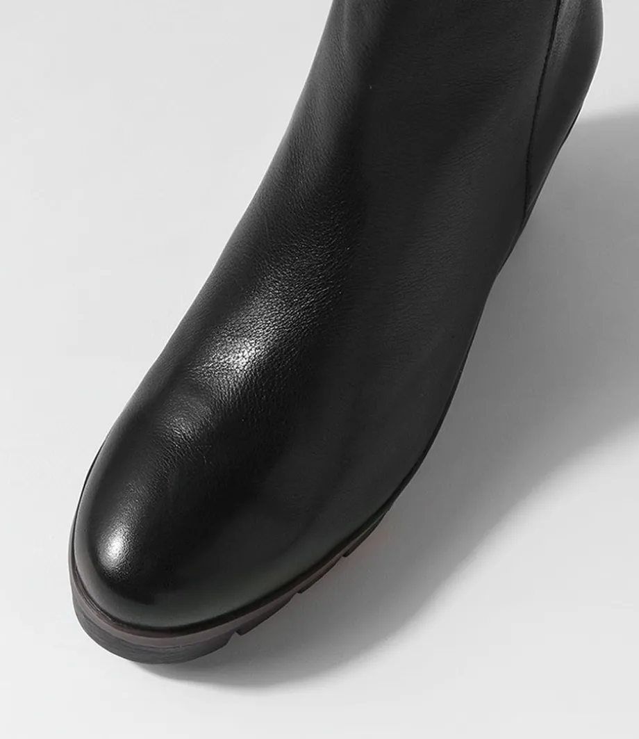 Nish Black Leather Ankle Boots